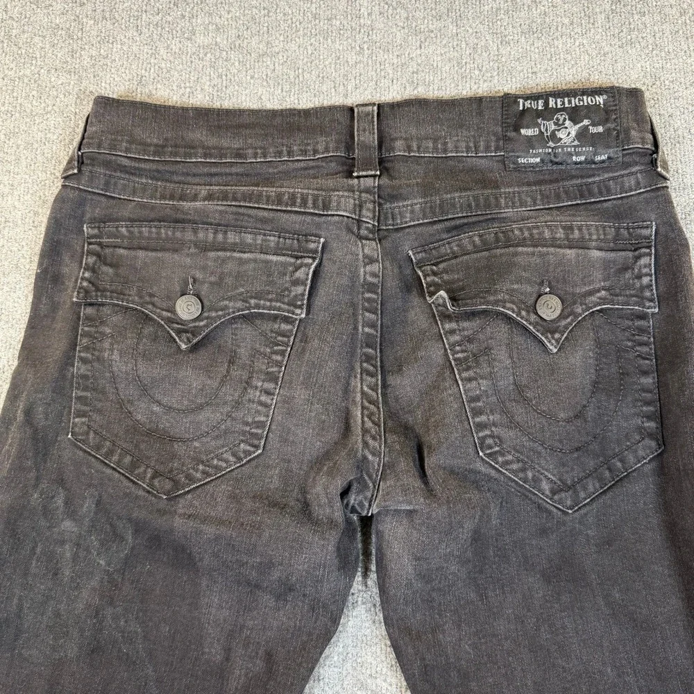 True Religion Rocco Flap Mens Relaxed Skinny Jeans Rinse Black Size 36 #3253